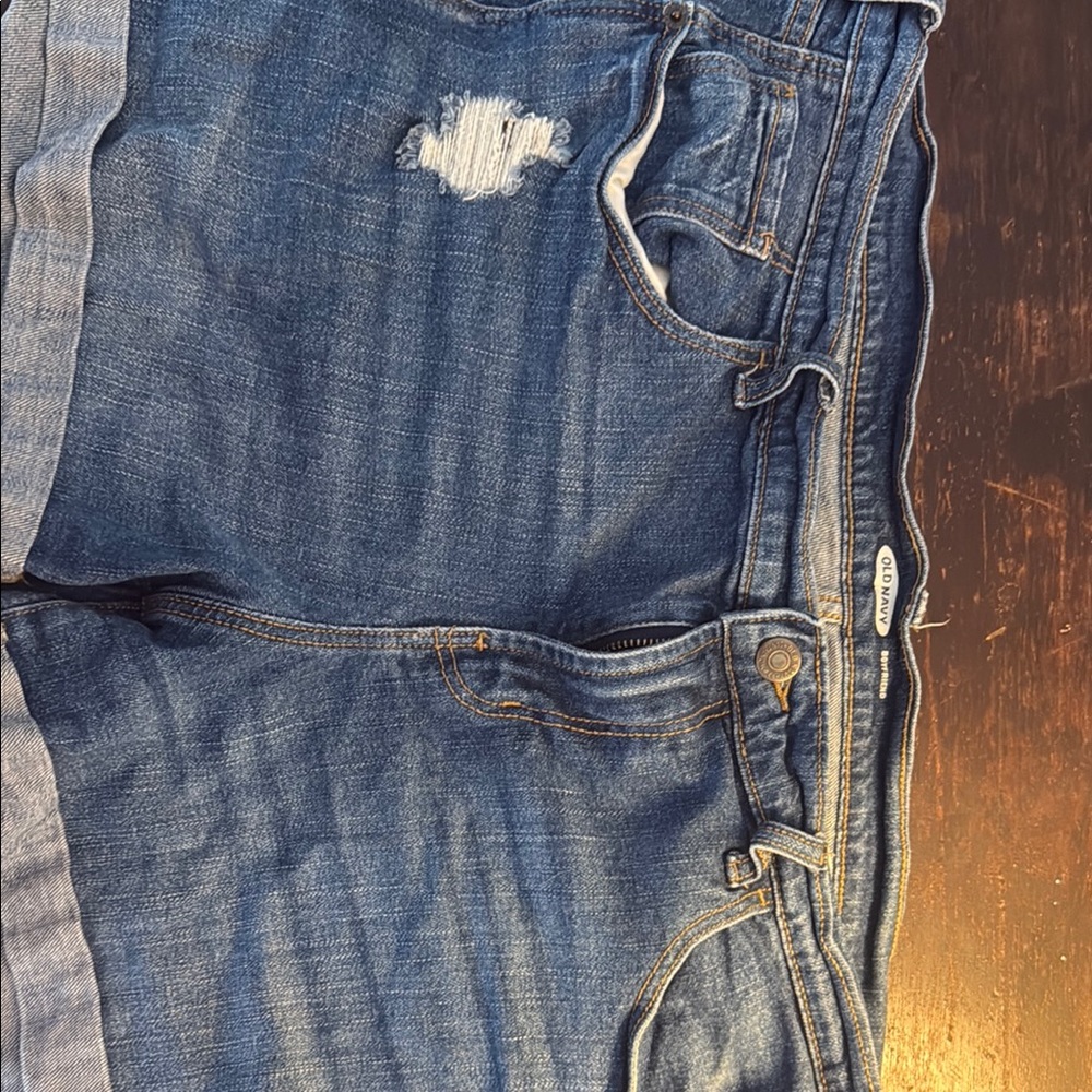 Old Navy Blue Boyfriend Jeans Distressed Style